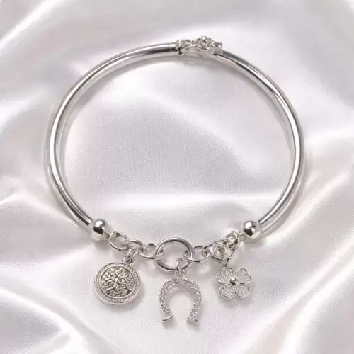 Mi Cofre: Pulsera de la buena suerte de plata 950 Trebol-herradura y Arbol de vida